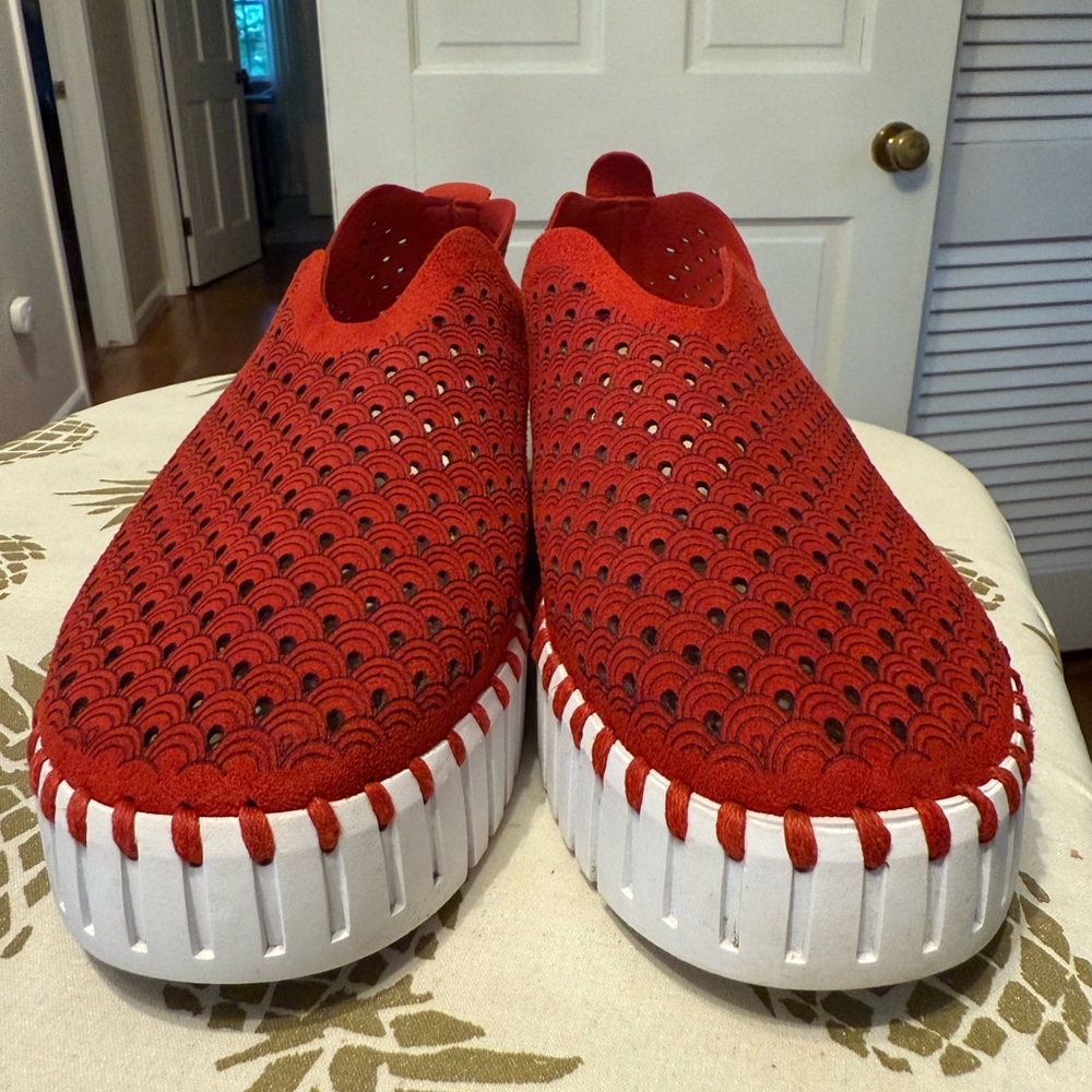 Ilse Jacobsen Red Slip-On platform Tulip Casual Sneaker Size 40